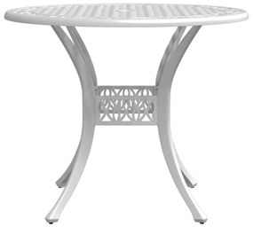 Mesa de jardim Ø90x75 cm alumínio fundido branco