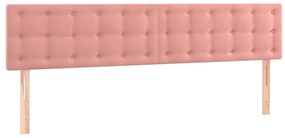 Cabeceira de cama c/ luzes LED veludo 160x5x78/88 cm rosa