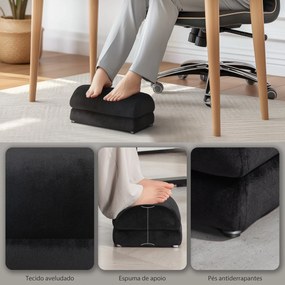 Apoio para os Pés para Escritório Apoio para os Pés Preenchido de Espuma e Almofadas Antiderrapantes 32x22x15 cm Preto
