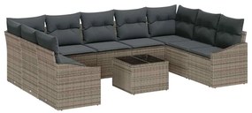 Conjunto de Jantar de Jardim com 9 Peças e Almofadas em Rattan Poliést