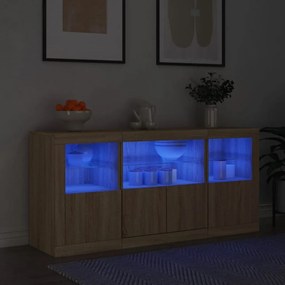 Aparador com luzes LED 142,5x37x67 cm carvalho sonoma
