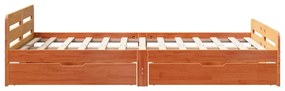Cama sem colchão 135x190 cm madeira pinho maciça castanho-mel