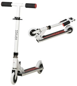 HOMCOM Trotinete para Crianças acima de 3 Anos Dobrável Scooter de 2 Rodas com Guiador Altura Ajustável Freio Posterior e Pedal Antiderrapante Carga 50kg 67,7x34x79,5-89,5cm Branco