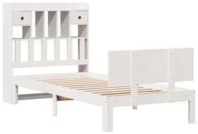 Cama com estante sem colchão 100x200 cm pinho maciço branco