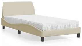 Cama com colchão 100x200 cm tecido cor creme