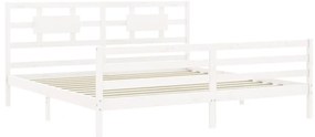Estrutura de cama com cabeceira 200x200cm madeira maciça branco