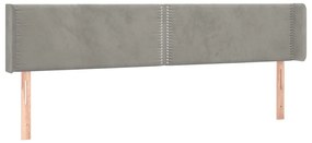 Cabeceira cama c/ luzes LED veludo 183x16x78/88 cm cinza-claro