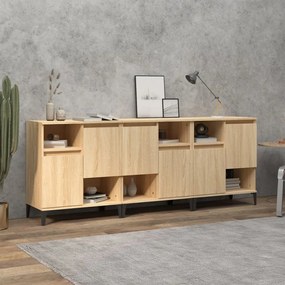 vidaXL Aparadores 3 pcs 60x35x70 cm derivados madeira carvalho sonoma