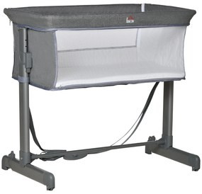 Berço de Bebé 2 em 1 Berço de Viagem Dobrável com Altura e Pés Ajustável em 5 Níveis Bolsa de Transporte até 9kg 6x50x83cm Cinza