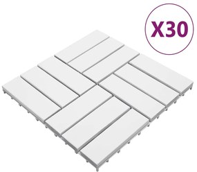 3114665 vidaXL Ladrilhos de terraço 30 pcs 30x30 cm acácia maciça branco