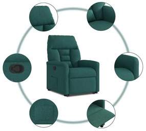 Poltrona reclinável elevatória tecido verde-escuro