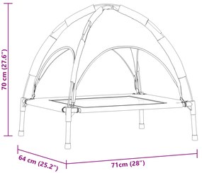 Cama Elevada para Cães Azul-marinho Tecido, Metal 71 x 64 x 71 cm