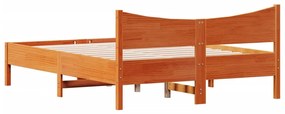Cama sem colchão 140x190 cm pinho maciço castanho-mel