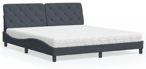 Cama com colchão 180x200 cm veludo cinzento-escuro