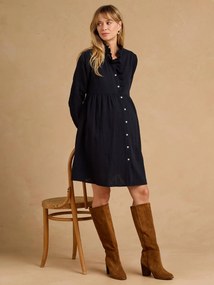 Vestido em gaze de algodão Envie de fraise, de grávida e amamentação preto