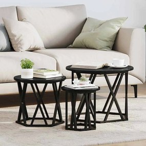 vidaXL Mesa Lateral Empilhável 3 pcs Carvalho preto 53 x 53 x 40 cm