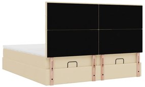 Estrutura de cama otomana com colchões tecido creme 200x200cm