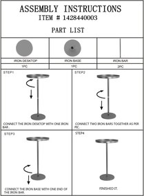 Mesa Doha - Metal Dourado - Ø 41 cm x 80 cm