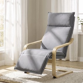 Poltrona de Sala com Apoio para os Pés, 90 x 67 x 105 cm, Balanço Suave, Cinzento