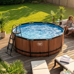 Piscina redonda Wood de 360 x 122 cm com bomba de filtro- castanha