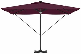 Parasol Cantilever Roma com LEDs Vermelho Bordeaux 286x285x270 cm em A