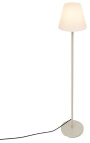 Candeeiro de Pé Exterior Bege com Abajur Branco IP65 - Virginia Moderno