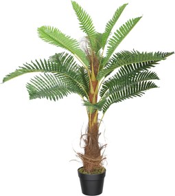 HOMCOM Palmeira Artificial palmeira 100 cm com 21 Folhas em PEVA, Planta Decorativa com Vaso de Plástico, Verde | Aosom Portugal