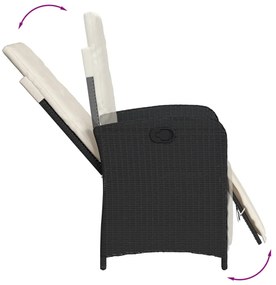 9 pcs conjunto de jantar p/ jardim c/ almofadões vime PE preto