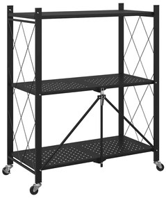 Prateleira de arrumação sobre rodas 71x34x88 cm aço preto