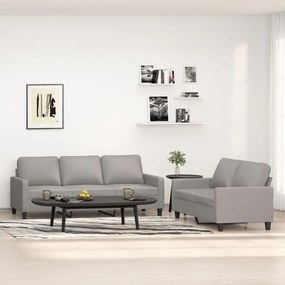 vidaXL 2 pcs conjunto de sofás com almofadões tecido cinzento-claro
