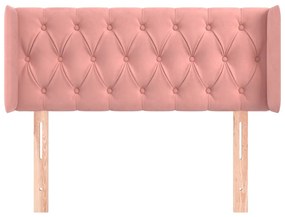Cabeceira de cama c/ abas veludo 83x16x78/88 cm rosa