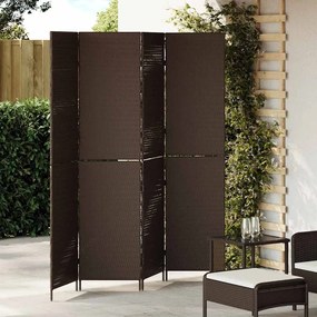 Divisor de Ambientes vidaXL 4 Painéis Dobrável Castanho 195x180 cm Poliéster de Rattan