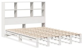 Cama com estante sem colchão 120x200 cm madeira maciça branco