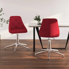 vidaXL Cadeiras de jantar giratórias 2 pcs tecido vermelho tinto