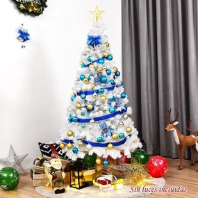 Árvore de Natal Artificial Branca de 150cm com Base Metálica Material PVC Decoração de Festa Branca