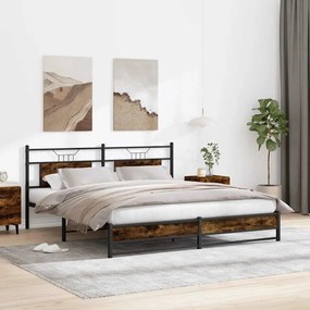 Estrutura de cama sem colchão 180x200cm metal carvalho fumado