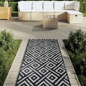 Tapete de exterior 80x250 cm ARAKIL PP Branco e Preto