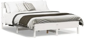 Cama sem colchão 140x190 cm madeira de pinho maciça branco