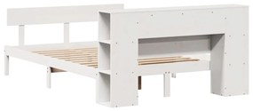 Cama com estante sem colchão 120x190 cm pinho maciço branco