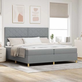 vidaXL Cama Box com Colchão e Luz LED Cinza Claro 200x200 cm Tecido