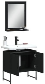 2 pcs conjunto móveis casa de banho derivados de madeira preto