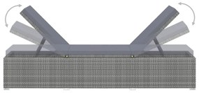 3 pcs espreguiçadeiras jardim c/ mesa centro vime PE cinzento