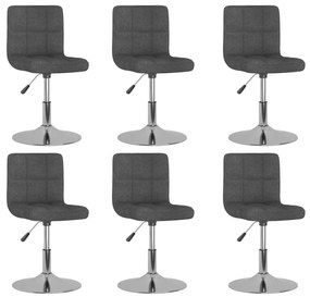 Cadeiras de jantar giratórias 6 pcs tecido cinzento-escuro