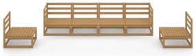 6 pcs conjunto lounge de jardim pinho maciço castanho mel