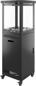 Outsunny Aquecedor a Gás para Terraço 13 kW, Portátil a Propano, Regulação Contínua, Sistema Antiqueda, 4 Rodas, Preto | Aosom Portugal