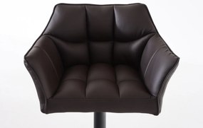 Banco de bar Damaso em couro sintético e estrutura preta 64 x 88-113 x 45 cm Castanho