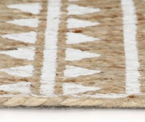 Tapete artesanal em juta com impressão a branco 150 cm