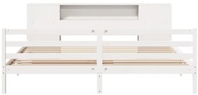 Cama com estante sem colchão 200x200 cm pinho maciço branco