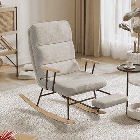 Cadeira de baloiço ajustável com pés em madeira de borracha cinzento