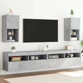 vidaXL Móveis de TV com luzes LED 2 pcs 30,5x30x60 cm cinzento cimento